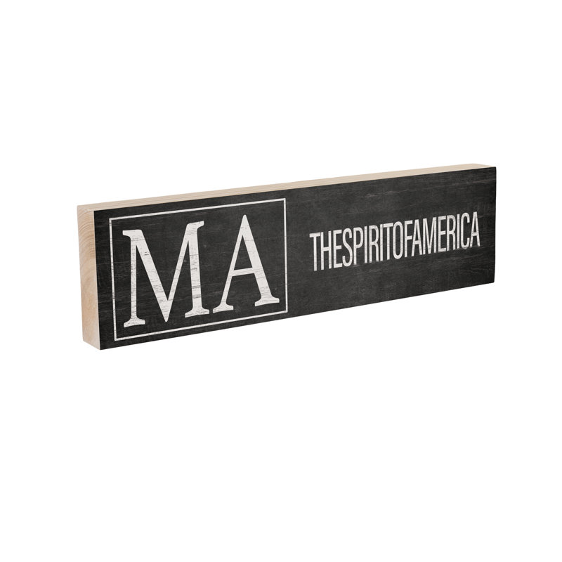 State Wooden Mantle Sign Massachusetts 18x5"