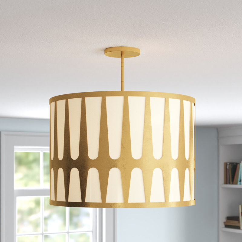 Luminaire suspendu cylindrique 5 lumières Athziri, Or, 24"