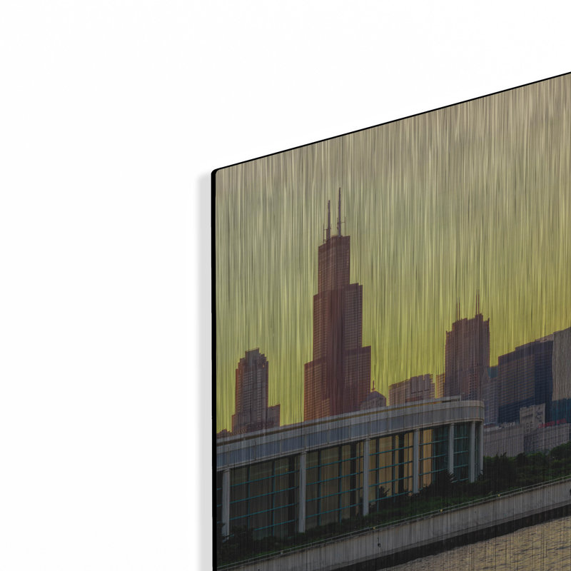 «Chicago Skyline - Golden Hour Sunset Panorama» par Epic Portfolio, art mural en métal, H 12 po x l 36 po