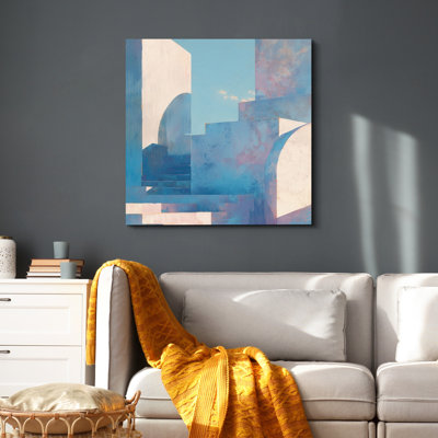 «Upstairs Collages», œuvre d'art abstraite bleue