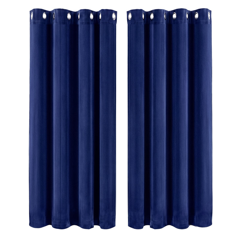  Thick Thermal Blackout Curtains Velvet 46x54 Inch Eyelet Ring Top Blue
