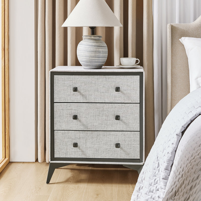 Flavio 3 Drawer Storage Dresser, Light Gray