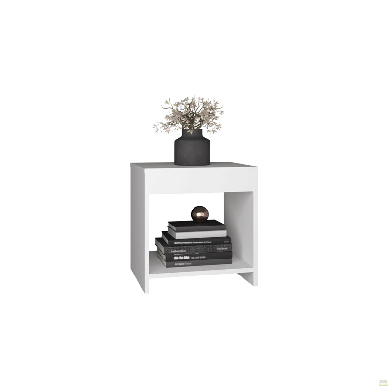 Table de chevet 16,5 "avec tablette ouverte, Blanc