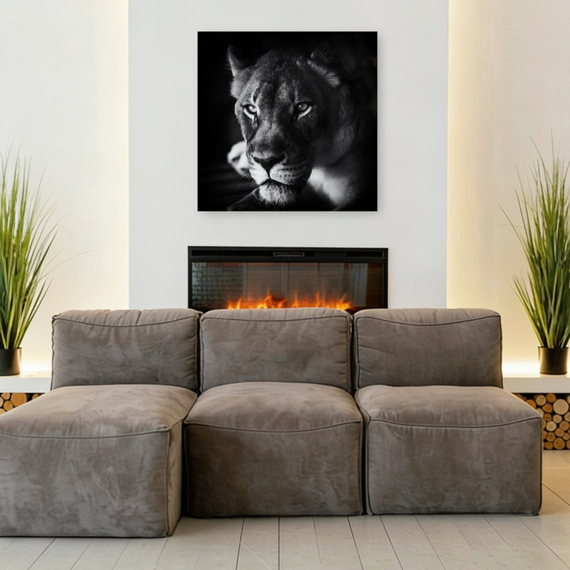 Intense Lioness Portrait Contemporary Wall Art Print 1 Piece Wrapped Canvas Wall Art, 91.44cm H x 91.44cm W