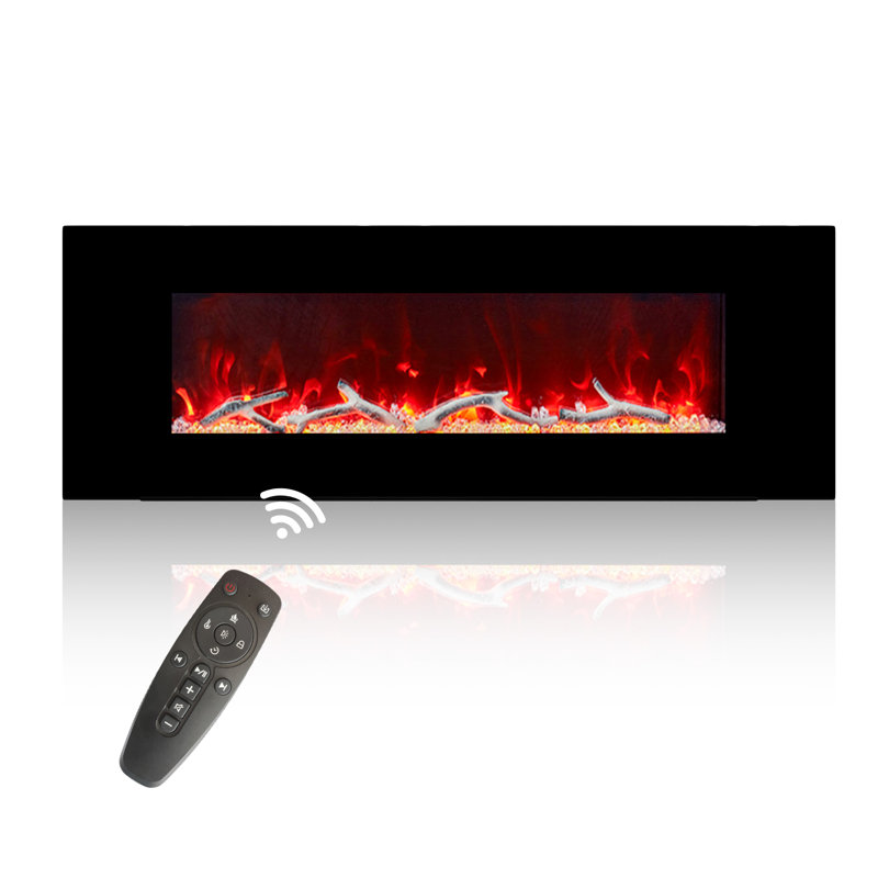 Wall-Mounted Electric Fireplace, 17.72" H x 50" W x 5.4" D