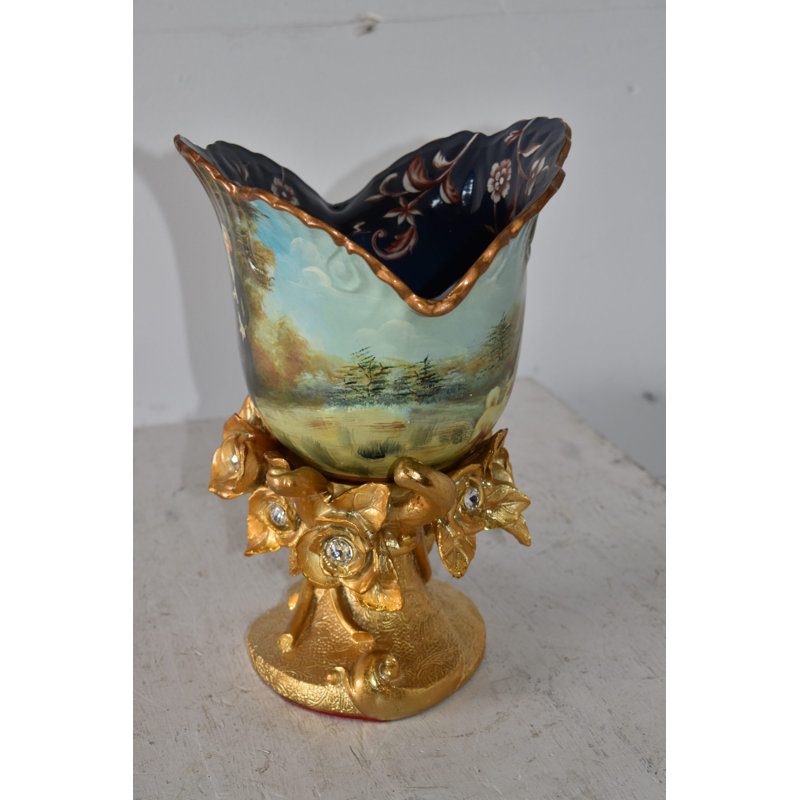Blossoming Resin Vase With Mr. William Hallett Design Size: 9" X 8" X 12"H