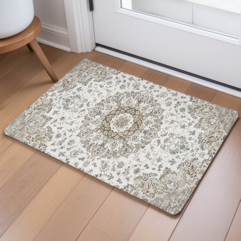 Tapis lavable à la machine intérieur / extérieur ACN2495, Ivoire ivoire, 1 pi 8 po x 2 pi 6 po