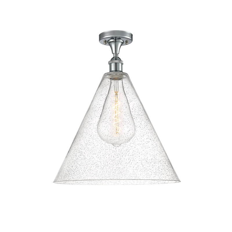 Andilynn Glass Semi Flush Mount, 18.75" H x 16" W x 16" D, Polished Chrome