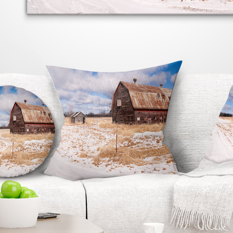 Coussin Schafer Farm Field Barn, 16 po x 16 po, Coussin décoratif