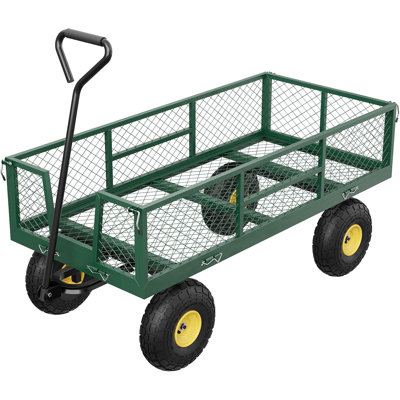 900 LBS Garden Cart with Removable Mesh Sides, Heavy Duty Steel Garden Wagon with Adjustable Handles , Utility Wagon for Lawn Camping Farm Yard