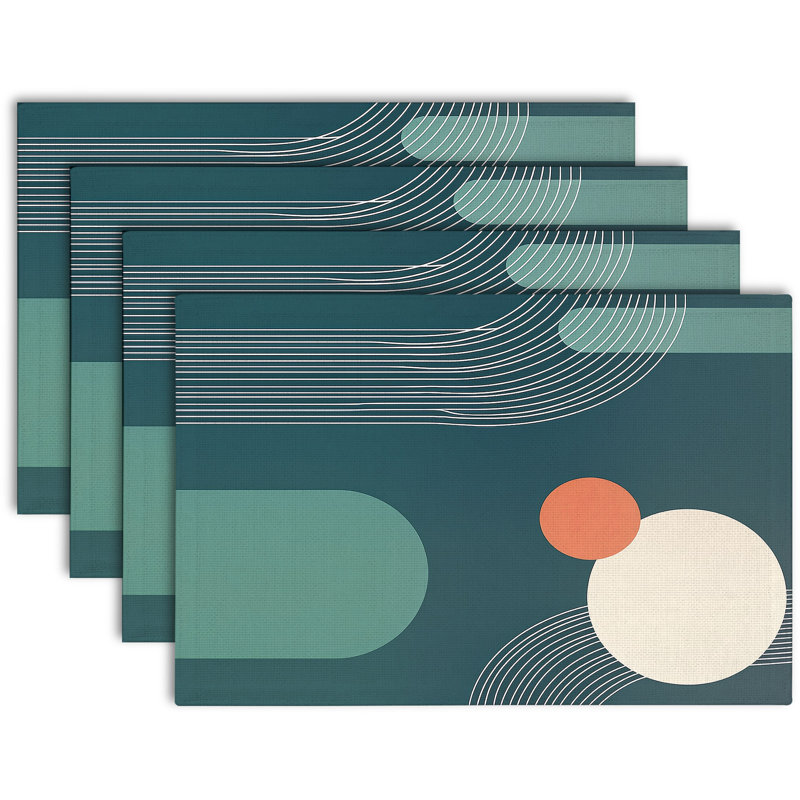 4-Piece Polyester Rectangle Dining Table Placemat
