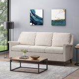 3 - Seat Comfy Rolled Arm Sofa with Birch Wooden Legs, Contemporary Design
