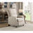 Beige Fabric Push Back Recliner - Solid Wood Transitional Comfort-119303766