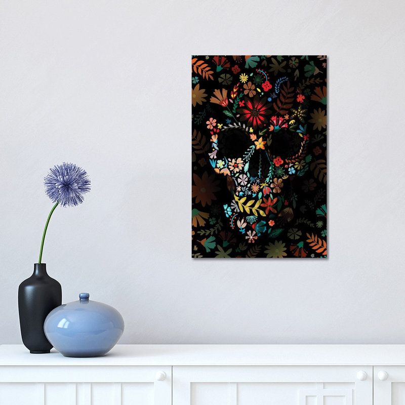 Flowery Skull by Ali Gulec - Wrapped Canvas Print, 30.48 cm H x 45.72 cm W x 1.91 cm D
