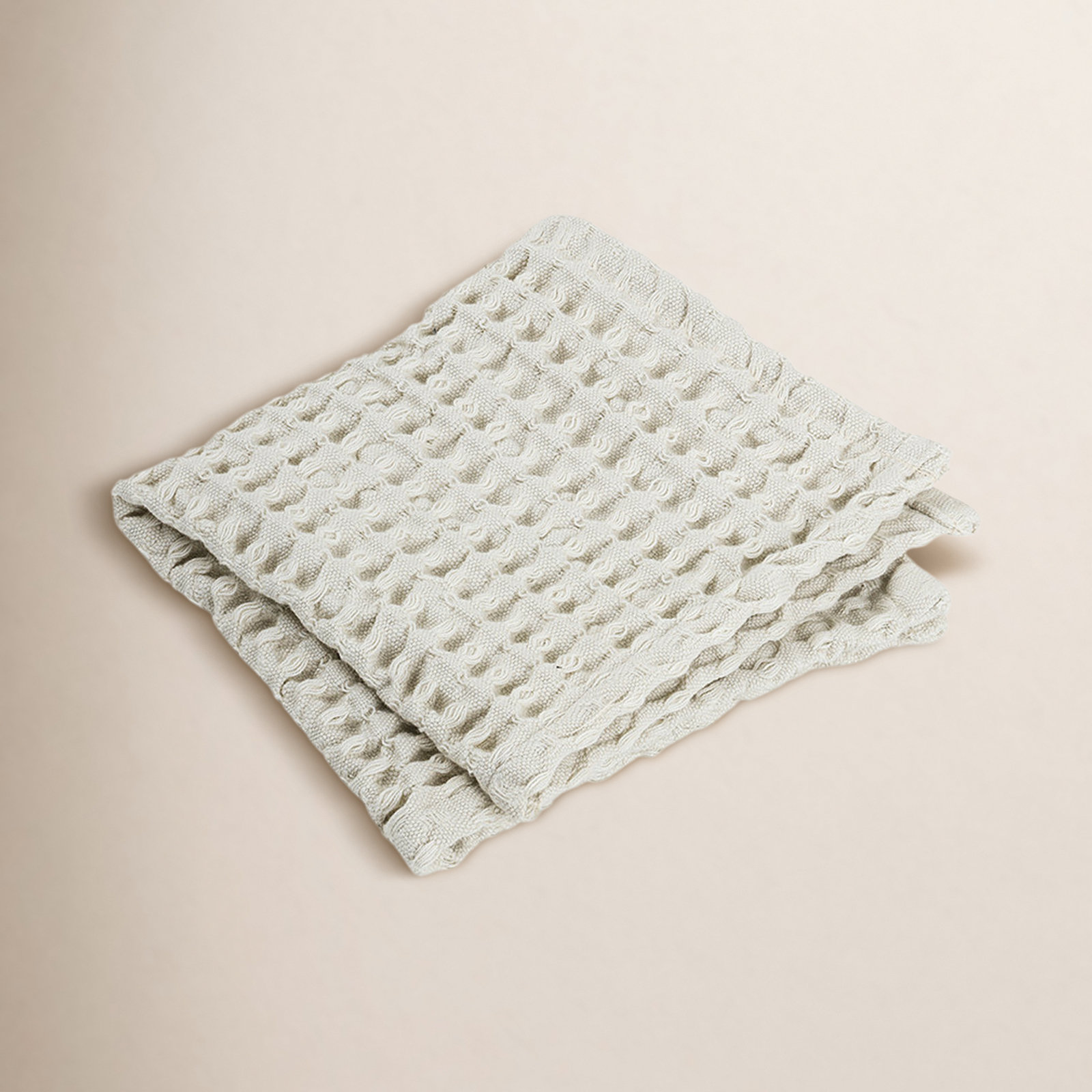 Waffle Cotton Washcloth Set, Moonbeam-Cream