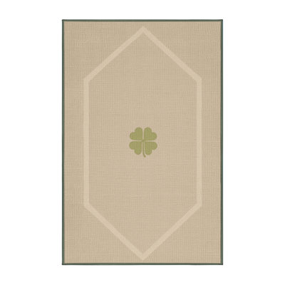 Soft Plush Fannin St Patties Modern & Contemporary Abstract Area Rug in Beige – SageGreen Binding