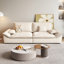 Coussin de canapé modulaire en polyester blanc à trois places-1437862623