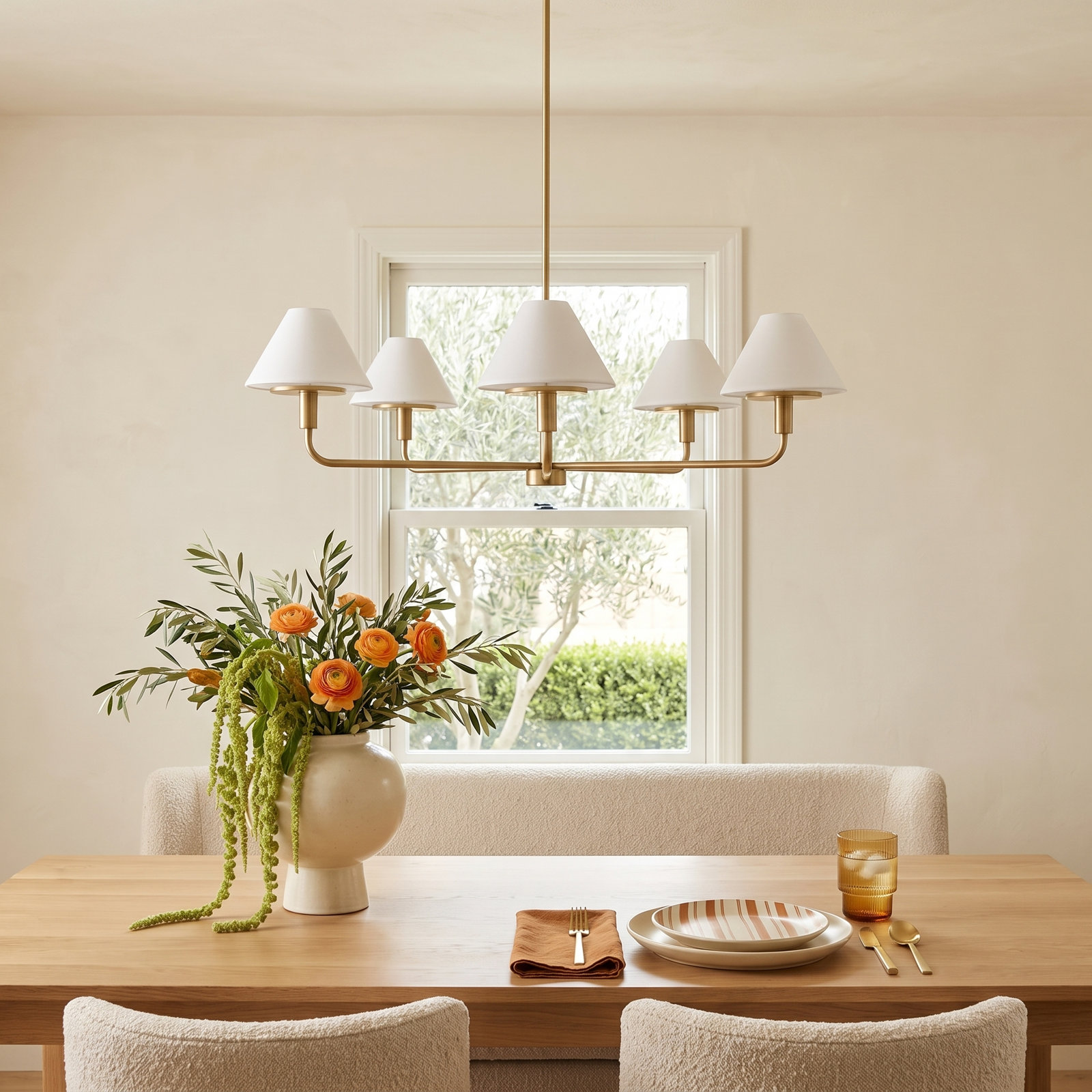 Kristin 5-Light Chandelier, Satin Brass