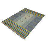 Tapis rayé rectangulaire en laine noué à la main de 8 pi 6 po x 11 pi 5 po bleu clair / or / mauve Cedorah
