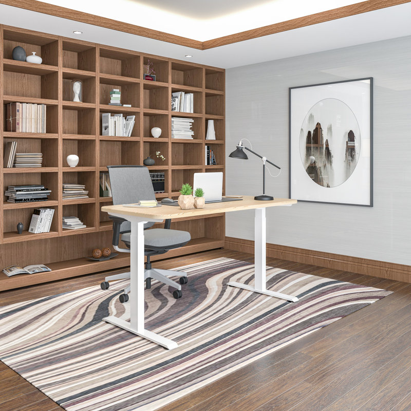 Bureau pour travailler debout ergonomique, H 49,61 po x l 66,93 po x P 27,56 po, Naturel clair / gris