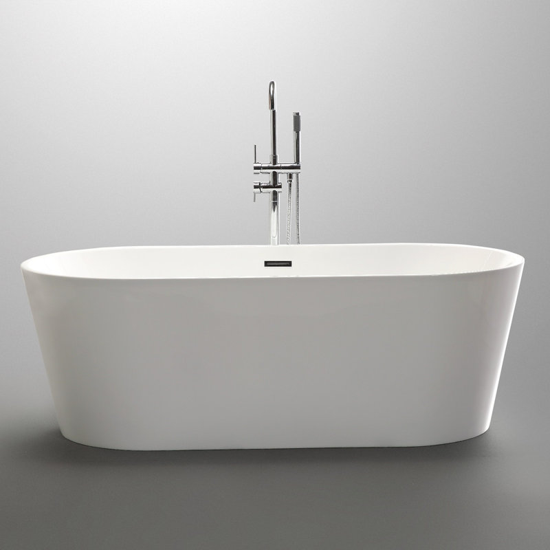 Chand Series 67'' White Freestanding Acrylic Bathtub