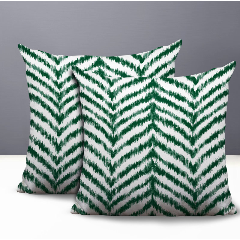 Oreiller réversible intérieur / extérieur à imprimé zébré Kent, 16x16, Green
