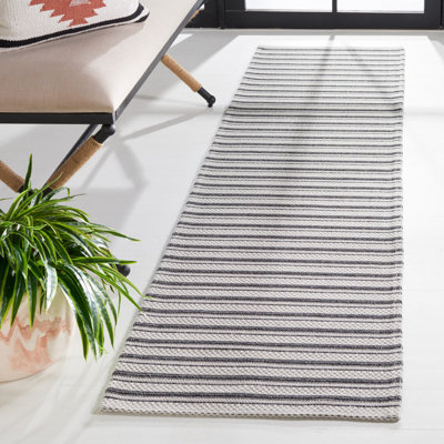 Martha Stewart Cotton Striped Rug in Charcoal/Gray