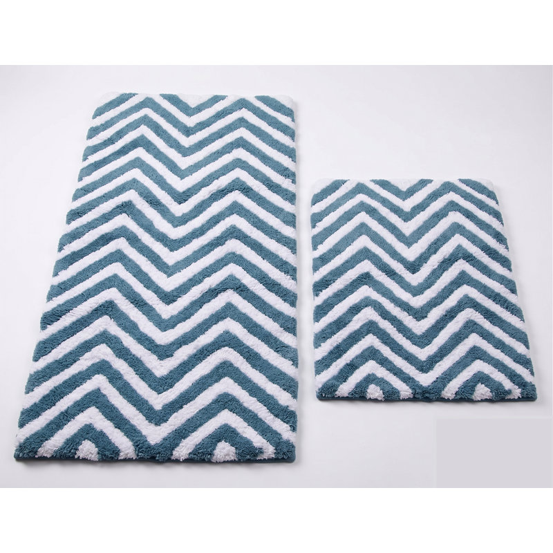 Ensemble de tapis et de tapis pour salle de bain en microfibre 2 pièces - doux, absorbant et antidérapant, Aqua