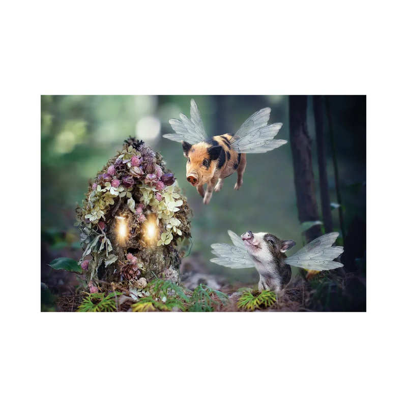 Fairy Piglets 1 Piece Wrapped Canvas Wall Art, 20.32cm H x 30.48cm W