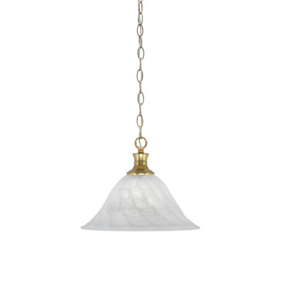 Luminaire suspendu en chaîne avec verre tourbillon blanc albâtre de 14 po