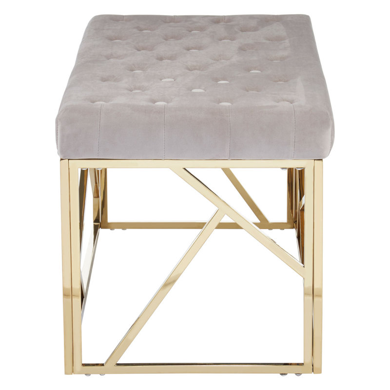 Redd Velvet Upholstered Bench, Gold, Mink