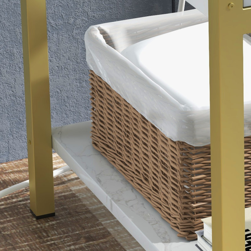 Adiley End Table, White, Gold