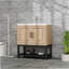 Meuble-lavabo 32 po avec lavabo en céramique et robinet d'eau chaude et froide, armoire de salle de bain autoportante avec 2 portes de rangement et tablette ouverte en fer pour la salle de bain-1378023133