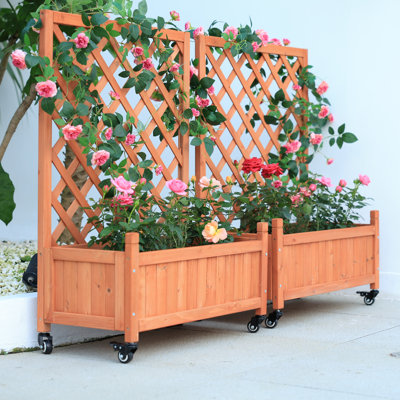 Lit de jardin surélevé mobile 2 pièces H 37 "avec treillis Tinatin