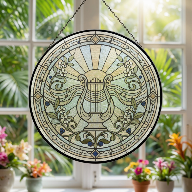 Panneau de vitrail en verre coloré, 7,8 heures, H 7,8 po