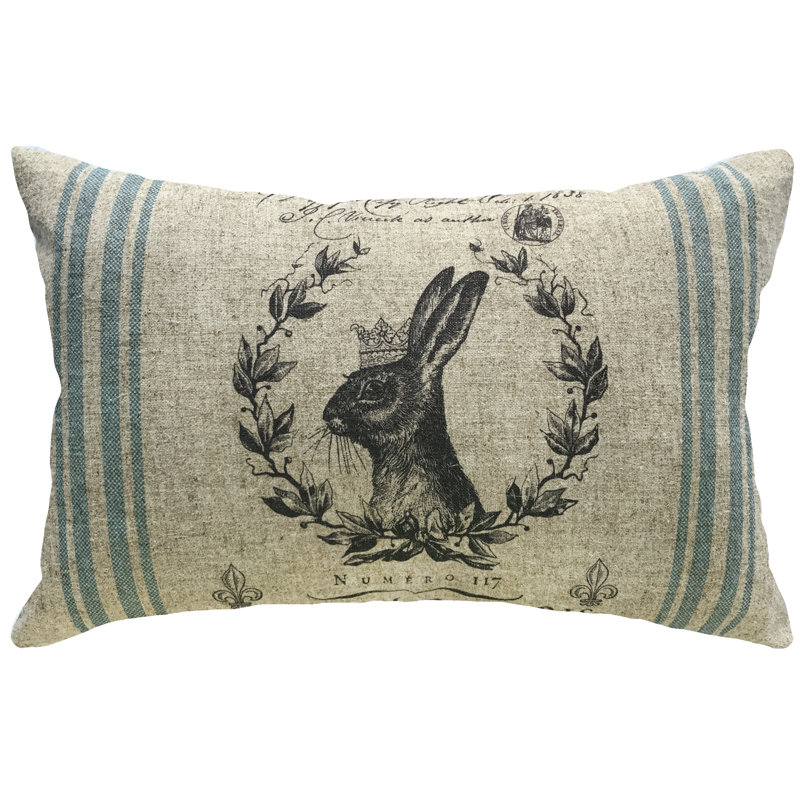  Bunny Grainsack Linen Lumbar Pillow