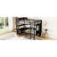 Lit mezzanine en métal avec rangement et tablettes, noir, armoire pleine grandeur pour bureau pour adolescents, adultes-529188801