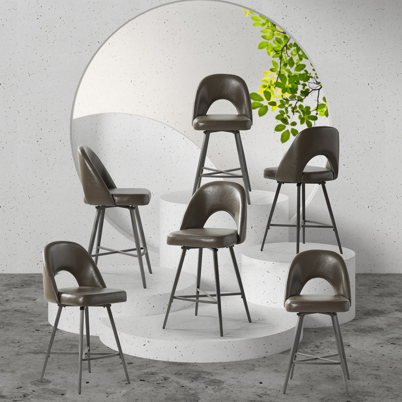 Tabouret de comptoir pivotant 26 po Elurd, gris
