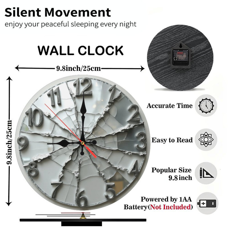 Horloge miroir brisée