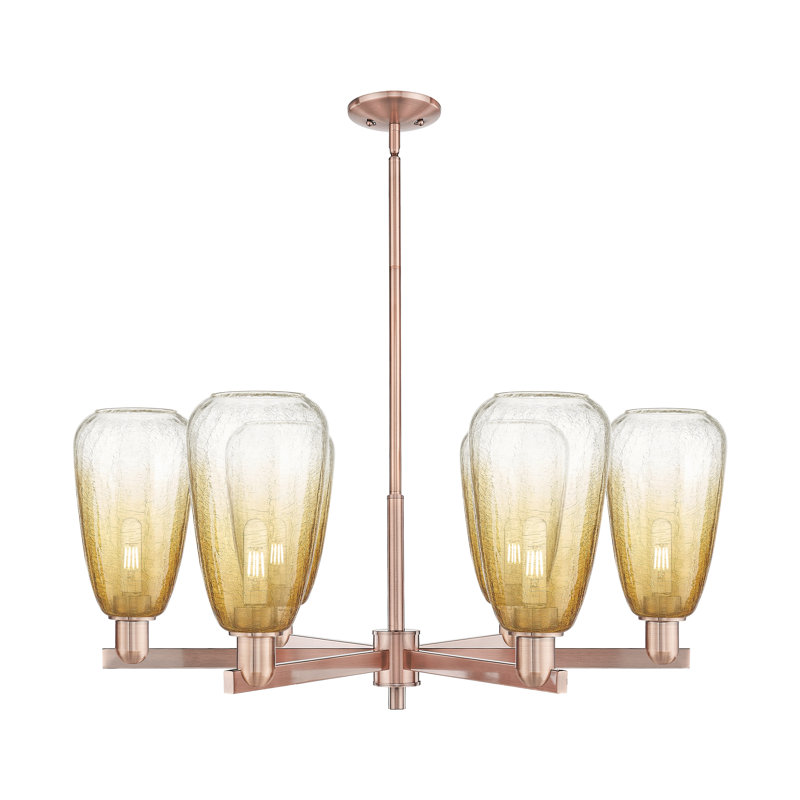 Lustre suspendu 6 lumières Glossop, Ambre, Cuivre antique
