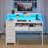 Computer Desk with Monitor Stand & Charging Station, Gaming Desk with LED Lights &  Drawers-567466501-567466502