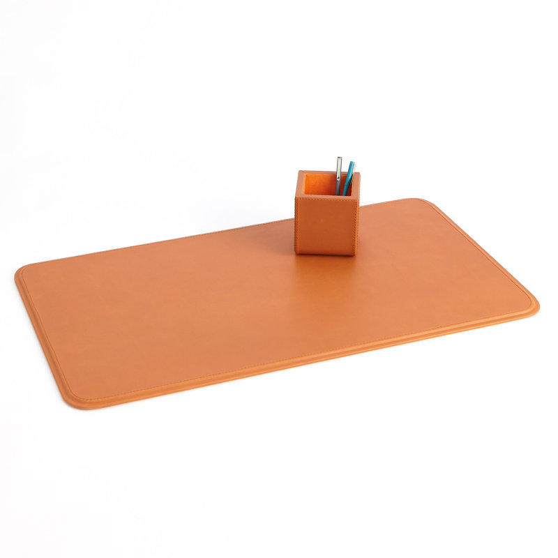 Radius Edge Leather Desk Blotter-Orange