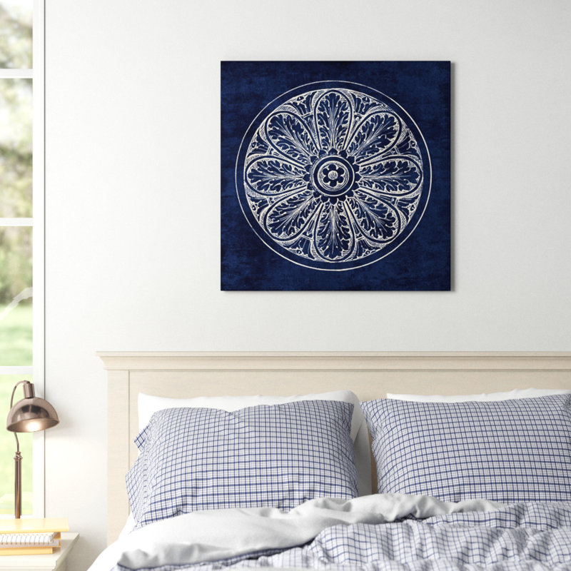 «Rosette VIII», reproduction d'impression graphique en indigo, H 20 po x l 20 po x P 1,5 po, Toile