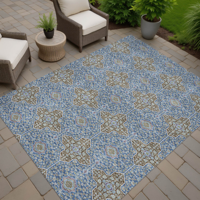 Machine Washable Indoor/Outdoor Chantille ACN2410 Global Rug, Rectangle 3' x 5'