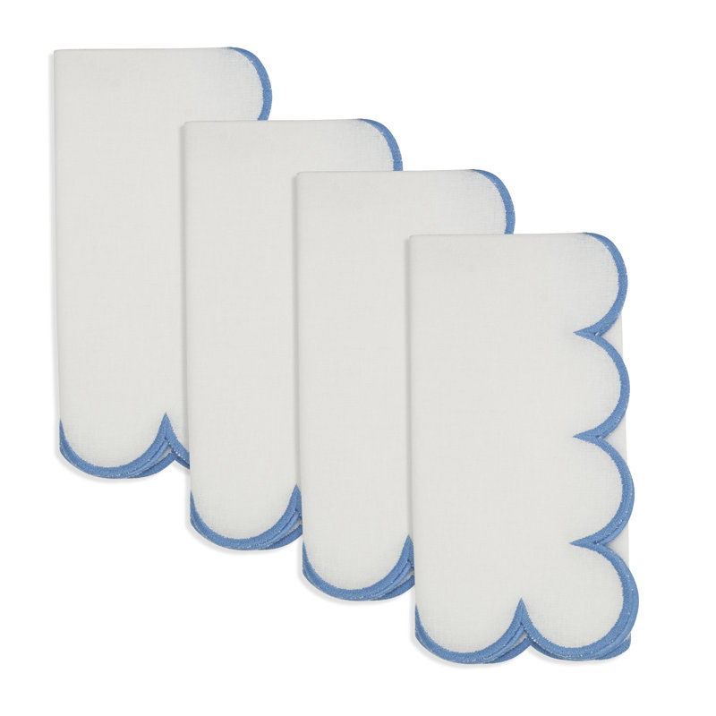 Paddock 100% Cotton Rectangle Napkin, White/Blue