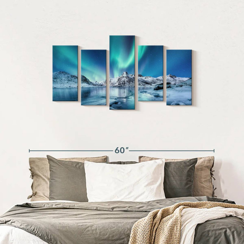Radiant Northern Lights, reproduction d'art sur toile, H 24 po x l 49 po x P 1,25 po