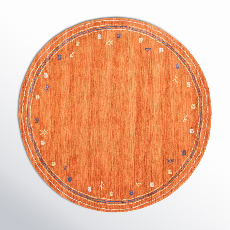 Danette Wool Rust Area Rug, Round 10'