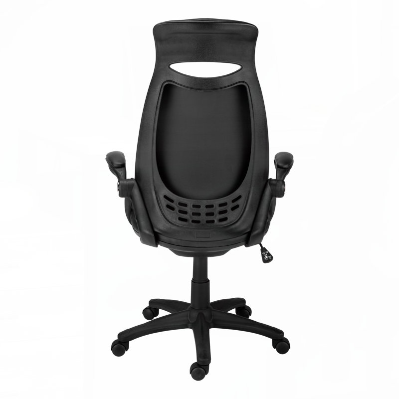 Office Chair,Adjustable Height,Swivel,Ergonomic,Armrests,Computer Desk,Work,Black Leather Look,Black Metal,Contemporary,
