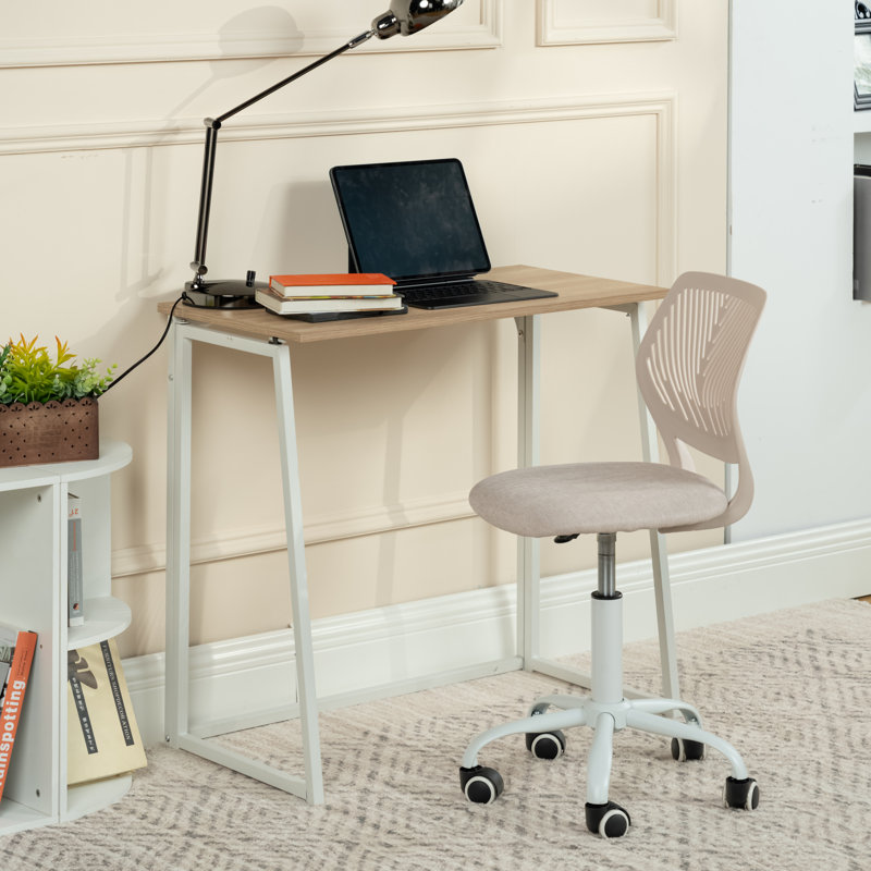 Folding Desk, Space Saving Computer Table Compact Writing Workstation Study Desk for Home Office Small Space, 31.5 Inches Foldable Table Simple Home Office Desk, Oak
