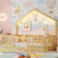 Lit simple pour lit simple Montessori avec lumière DEL, lit plateforme pour enfants en bois massif avec rails de sécurité complets, base de lit à profil bas, naturel-2020491468-2020491469